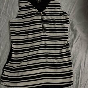 Women's Black and White Striped Sleeveless Top